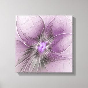 Kleine Schönheit Moderne Mauve Graue Fraktal Kunst Leinwanddruck