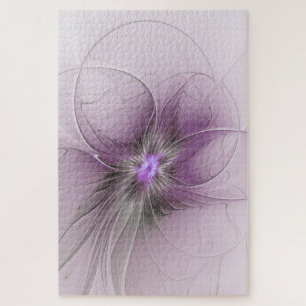 Kleine Schönheit Moderne Mauve Graue Fraktal-Kunst Puzzle