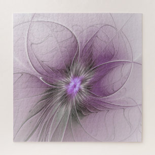 Kleine Schönheit Moderne Mauve Graue Fraktal-Kunst Puzzle