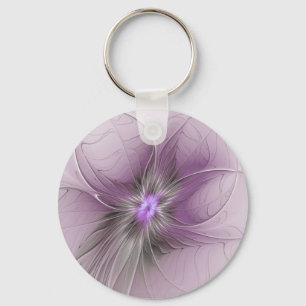 Kleine Schönheit Moderne Mauve Graue Fraktal-Kunst Schlüsselanhänger