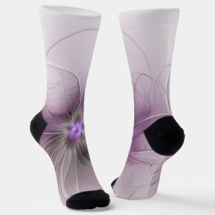 Kleine Schönheit Moderne Mauve Graue Fraktal-Kunst Socken