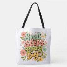 Kleine Schritte jeden Tag Floral Retro Motivierend
