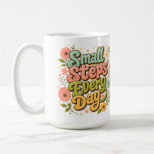 Kleine Schritte jeden Tag Florale Retro Motivieren