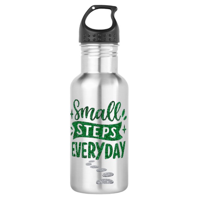 Kleine Schritte jeden Tag Inspirierende Wasserflas Edelstahlflasche (Vorderseite)