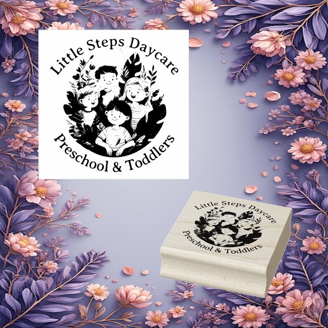Kleine Schritte Tagesstätte Vorschule und Kleinkin Gummistempel (Little Steps Daycare Preschool And Toddlers Custom Rubber Stamp)