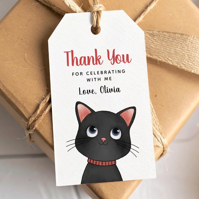 Kleine schwarze Katze Danke Geschenkanhänger (Von Creator hochgeladen)