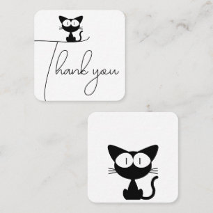 Kleine schwarze Katze Illustration Danke Quadratische Visitenkarte