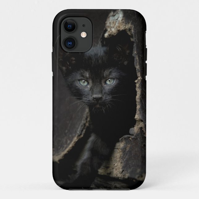 Kleine schwarze Miezekatze Case-Mate iPhone Hülle (Rückseite)