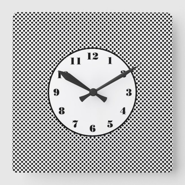 Kleine schwarze Polka Dots runde Uhr (Vorderseite)