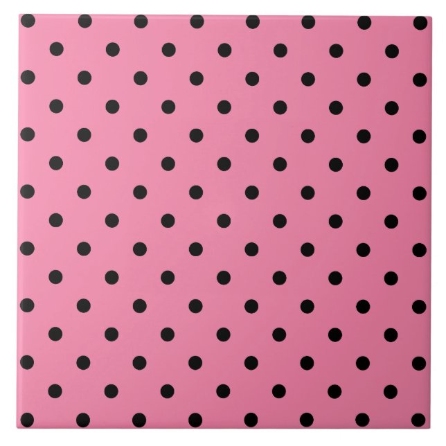 Kleine schwarze Polka Punkte auf heißen rosa Fliese (Vorderseite)
