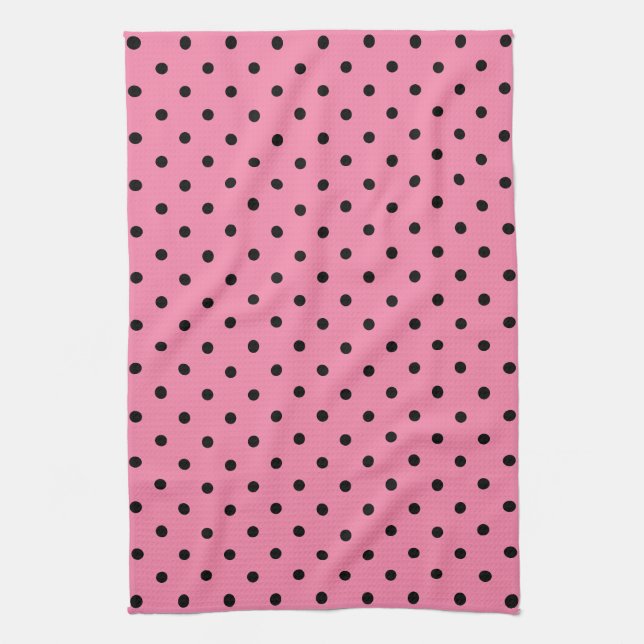 Kleine schwarze Polka Punkte auf heißen rosa Handtuch (Vertikal)