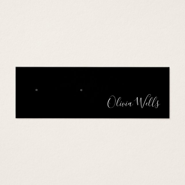 Kleine schwarze Skriptsteckerkarte mit Earring Dis (Vorderseite)