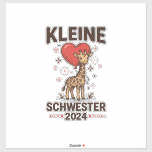 Kleine Schwester 2024 Niedliche Giraffe Schwester  Aufkleber