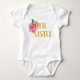 Kleine Schwester-Bodysuit-Blumengoldfolie Baby Strampler