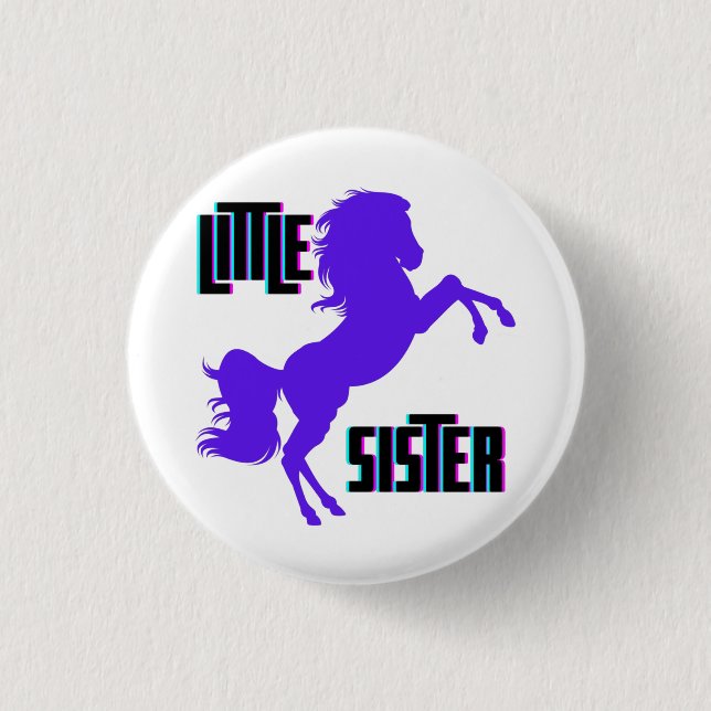Kleine Schwester Lila Pony Button (Vorderseite)