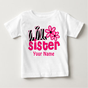 Kleine Schwester-Rosazebra-personalisiertes Shirt