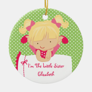 Kleine Schwester Weihnachtsdekoration Süße blonde  Keramikornament