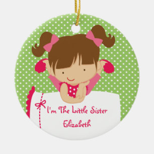 Kleine Schwester Weihnachtsdekoration Süße Brünett Keramikornament