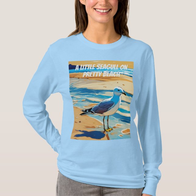 Kleine Seagull am Strand (Design) T-Shirt (Vorderseite)