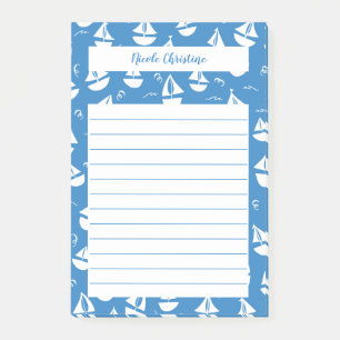 Kleine Segelboote Muster Blue CUSTOMIZE IT Notepad Post-it Klebezettel