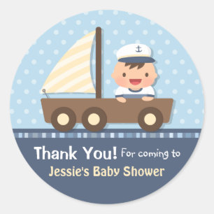 Kleine Segler Maritime Baby Shower Party Runder Aufkleber