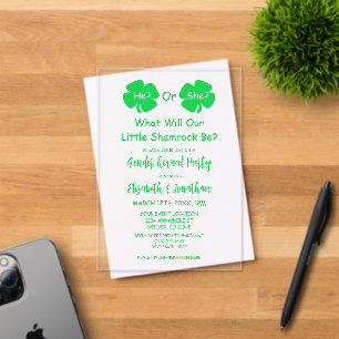 Kleine Shamrock Geschlechtsenthüllung Acryleinladungen