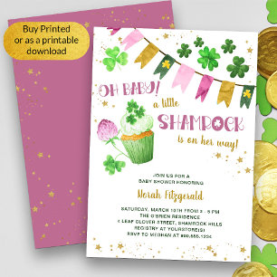 Kleine Shamrock St. Patricks Mädchen Oh Baby Showe Einladung