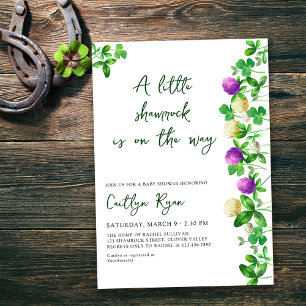 Kleine Shamrock- und Kleeblatt-Neutral-Baby-Party Einladung