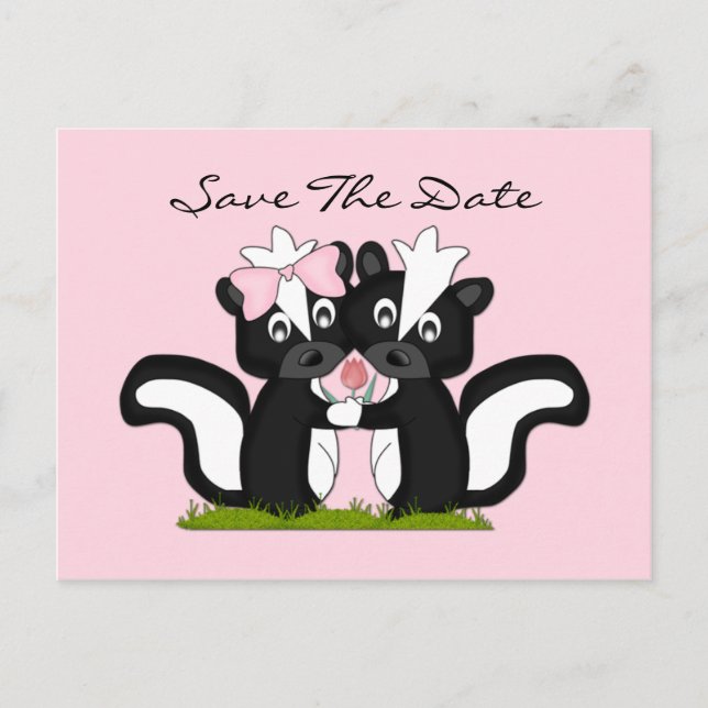 Kleine Skunks Save the Date Ankündigungspostkarte (Vorderseite)
