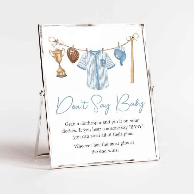 Kleine Slugger Baseball Baby-Dusche Say Baby nicht Poster (Baseball Little Slugger Baby Shower Don't Say Baby Sign)