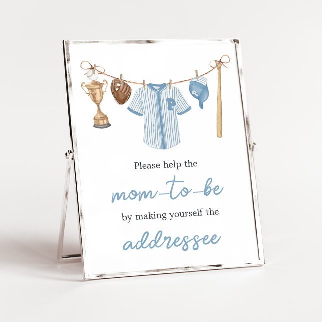 Kleine Slugger-Baseball-Umschlagstation Poster (Baseball Little Slugger Baby Shower Envelope Station Sign)