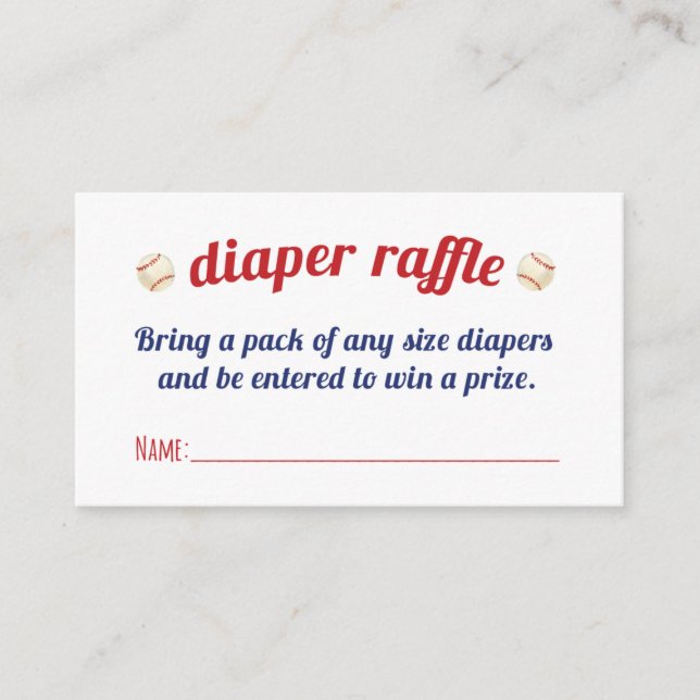 Kleine Slugger Diaper Raffle Cards Begleitkarte (Vorderseite)