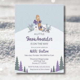 Kleine Snowboarder-Berg-Baby-Party Einladung