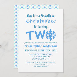 Kleine Snowflake 2. Geburtstag Einladung