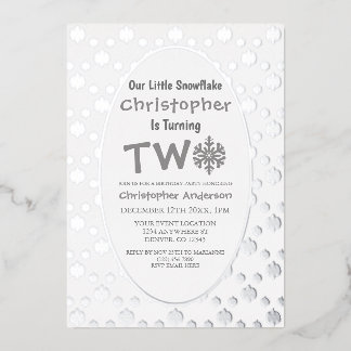 Kleine Snowflake 2. Geburtstag Folieneinladung
