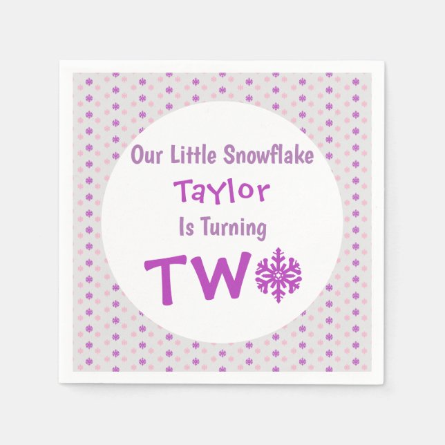 Kleine Snowflake 2. Geburtstag Serviette (Vorderseite)