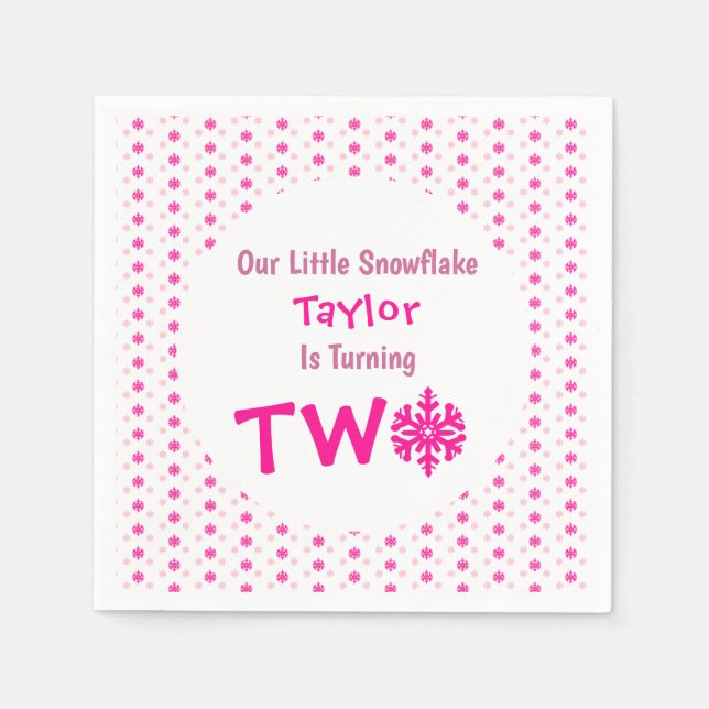 Kleine Snowflake 2. Geburtstag Serviette (Vorderseite)