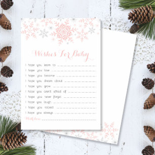 Kleine Snowflake Baby Dusche Wünsche, Pink & Silve Einladung