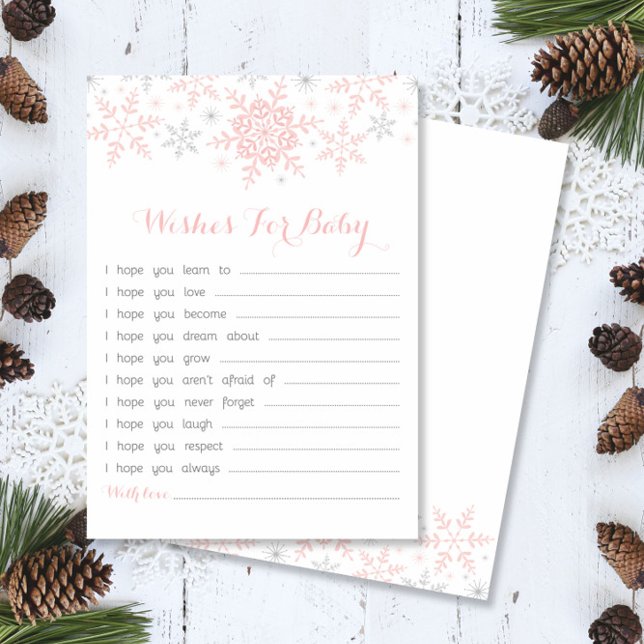 Kleine Snowflake Baby Dusche Wünsche, Pink & Silve Einladung (Von Creator hochgeladen)