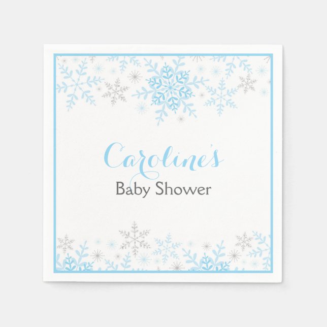 Kleine Snowflake Babydusche Napkin Serviette (Vorderseite)