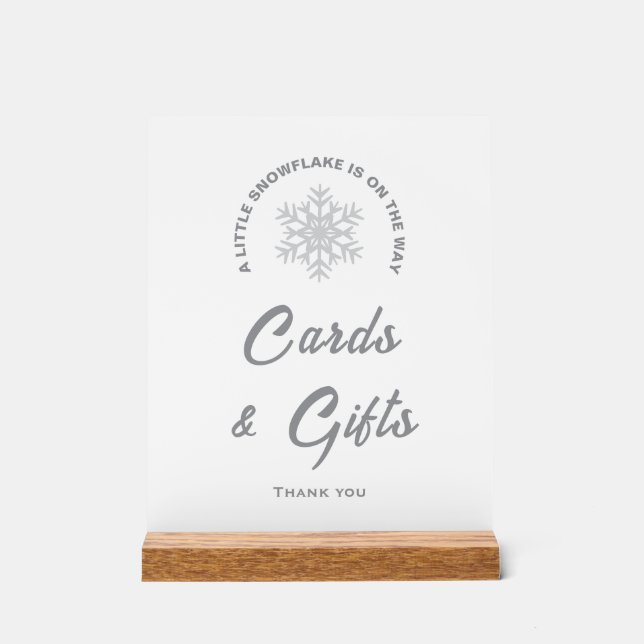 Kleine Snowflake Babyduschkarten & Geschenkssigne Acrylschild (Vorderseite)