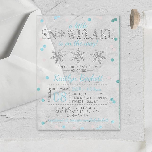 Kleine Snowflake Boys Winter Baby Dusche Acryleinladungen (Von Creator hochgeladen)