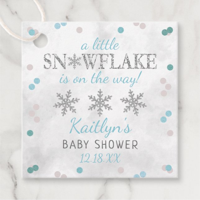 Kleine Snowflake Boys Winter Baby Dusche Geschenkanhänger (Vorderseite)