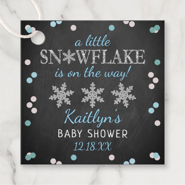 Kleine Snowflake Boys Winter Baby Dusche Geschenkanhänger (Vorderseite)