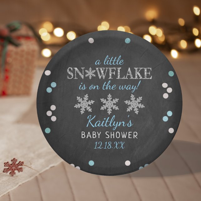 Kleine Snowflake Boys Winter Baby Dusche Pappteller (Von Creator hochgeladen)