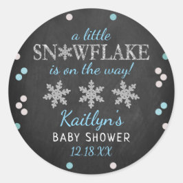 Kleine Snowflake Boys Winter Baby Dusche Runder Aufkleber