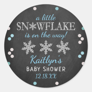 Kleine Snowflake Boys Winter Baby Dusche Runder Aufkleber