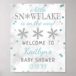Kleine Snowflake Boys Winter Baby Dusche Willkomme Poster