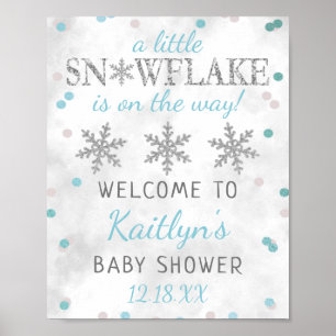 Kleine Snowflake Boys Winter Baby Dusche Willkomme Poster