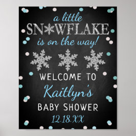 Kleine Snowflake Boys Winter Baby Dusche Willkomme Poster